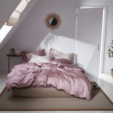 91家纺网 家纺一手货源 找家纺 （总）秀色 2019新款60S贡缎长绒棉纯色四件套