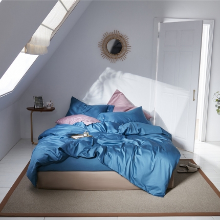 91家纺网 家纺一手货源 找家纺 （总）秀色 2019新款60S贡缎长绒棉纯色四件套