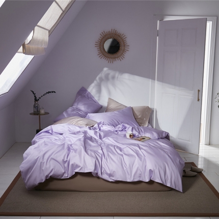 91家纺网 家纺一手货源 找家纺 （总）秀色 2019新款60S贡缎长绒棉纯色四件套