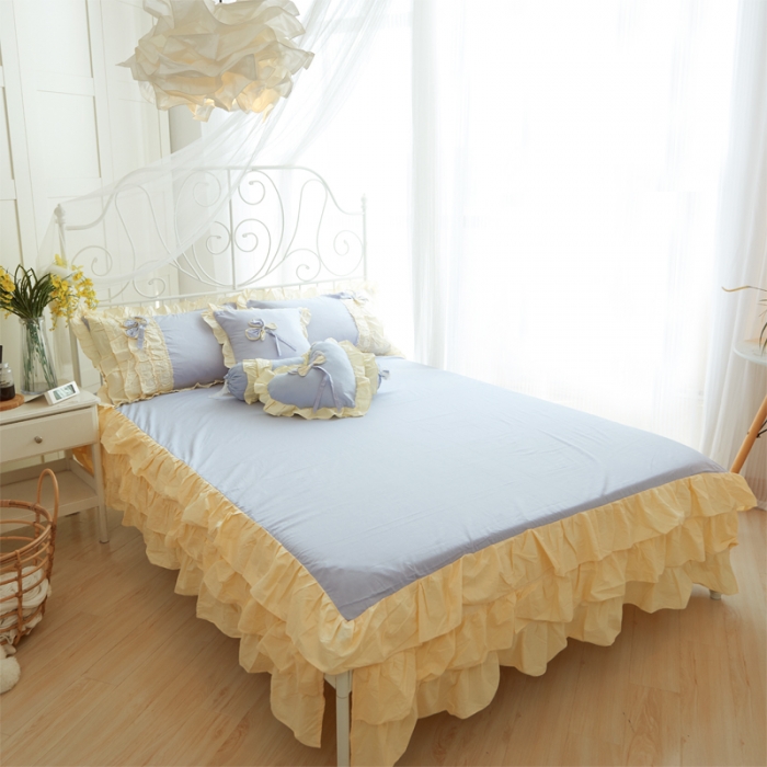 91家纺网 家纺一手货源 找家纺 淑女公社家纺 13372纯棉斜纹四件套-少女梦 气质灰