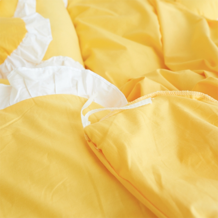 91家纺网 家纺一手货源 找家纺 淑女公社家纺 13372纯棉斜纹四件套-少女梦 青春黄