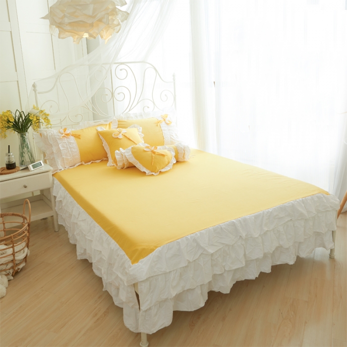 91家纺网 家纺一手货源 找家纺 淑女公社家纺 13372纯棉斜纹四件套-少女梦 青春黄