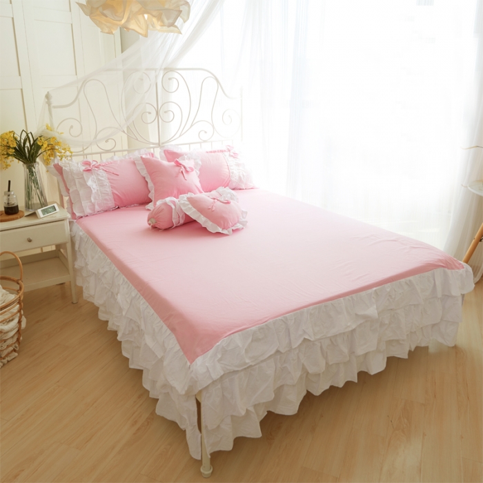 91家纺网 家纺一手货源 找家纺 淑女公社家纺 13372纯棉斜纹四件套-少女梦 仙女粉