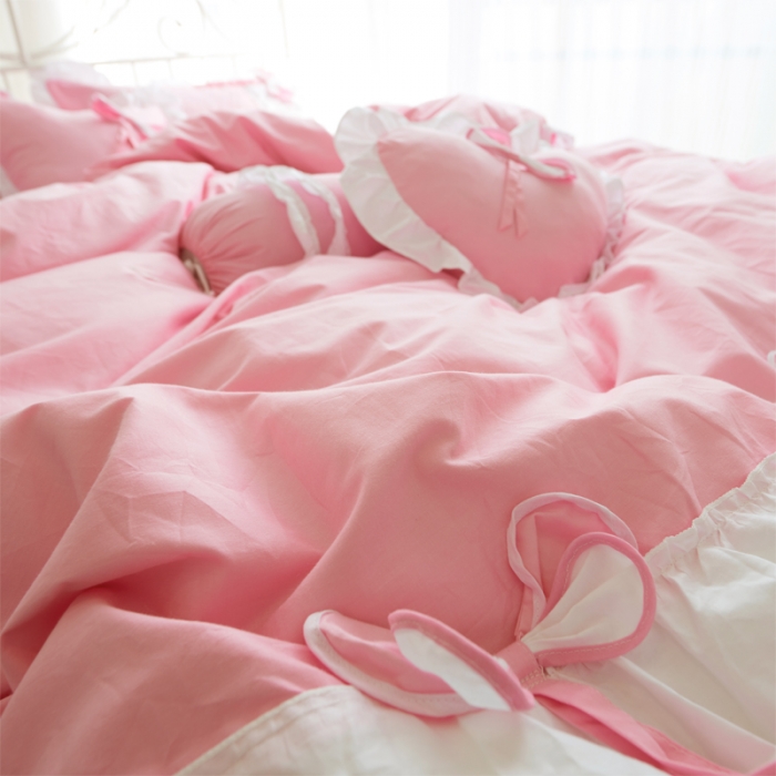 91家纺网 家纺一手货源 找家纺 淑女公社家纺 13372纯棉斜纹四件套-少女梦 仙女粉