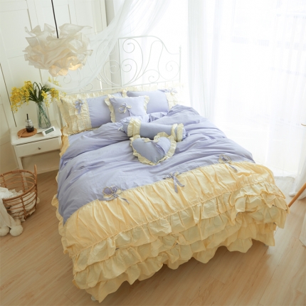 淑女公社家纺 13372纯棉斜纹四件套-少女梦 气质灰