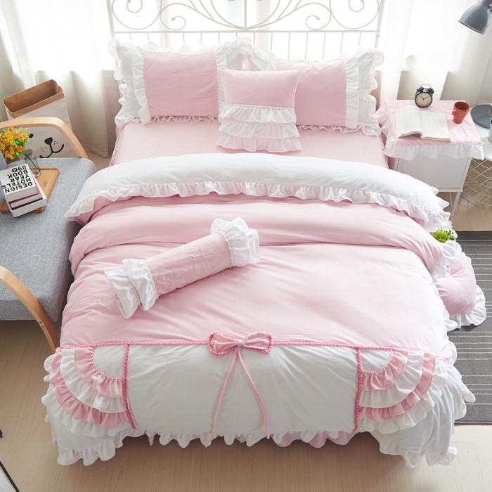 91家纺网 家纺一手货源 找家纺  淑女公社水晶绒微微公主床裙款 粉色