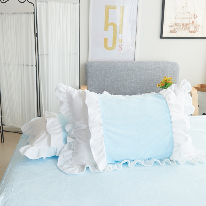 91家纺网 家纺一手货源 找家纺  淑女公社水晶绒微微公主床裙款  天蓝色