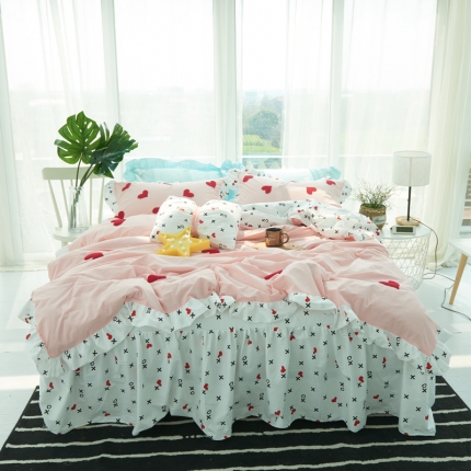 （总）淑女公社 毛巾绣水洗棉四件套床裙款