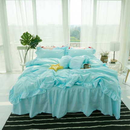 91家纺网 家纺一手货源 找家纺 （总）淑女公社 毛巾绣水洗棉四件套床裙款