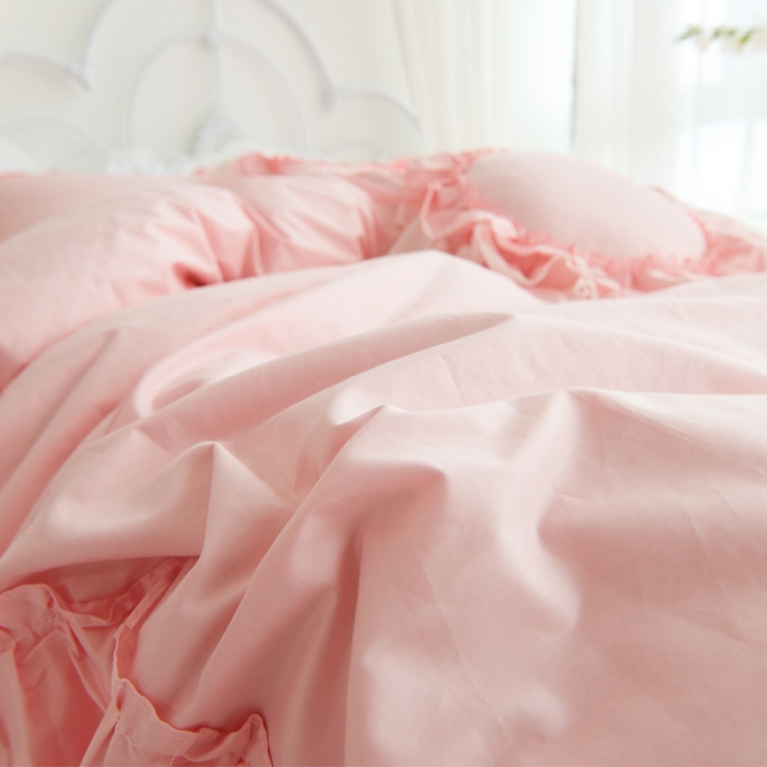 91家纺网 家纺一手货源 找家纺 淑女公社 秋冬新款纯色系-佛系少女床裙款多规格仙女粉