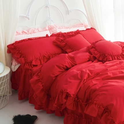 淑女公社 秋冬新款纯色系-佛系少女床裙款多规格妩媚红