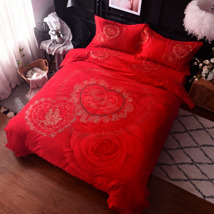 91家纺网 家纺一手货源 找家纺 甜之梦家纺 2025新款全棉磨毛四件套 爱你一万年