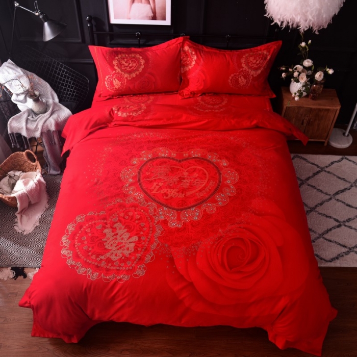 91家纺网 家纺一手货源 找家纺 甜之梦家纺 2025新款全棉磨毛四件套 爱你一万年