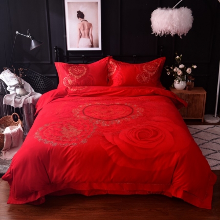 91家纺网 家纺一手货源 找家纺 甜之梦家纺 2025新款全棉磨毛四件套 爱你一万年