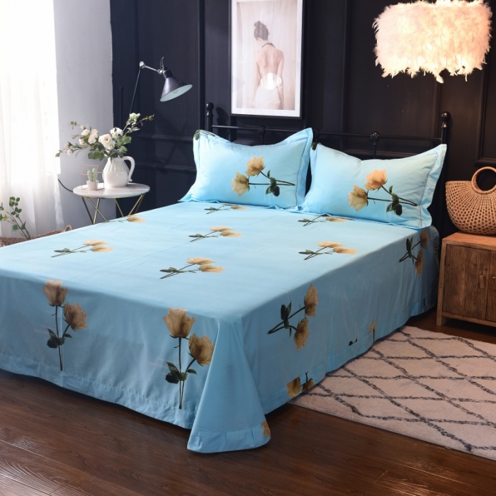 91家纺网 家纺一手货源 找家纺 甜之梦家纺 2025新款全棉磨毛四件套 久久玫瑰-蓝