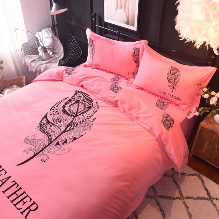 91家纺网 家纺一手货源 找家纺 甜之梦家纺 2025新款全棉磨毛四件套 罗曼蒂克-粉