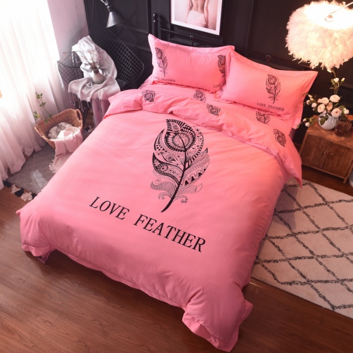 91家纺网 家纺一手货源 找家纺 甜之梦家纺 2025新款全棉磨毛四件套 罗曼蒂克-粉