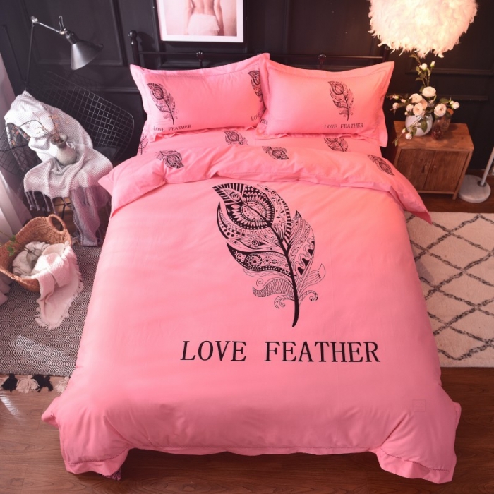 91家纺网 家纺一手货源 找家纺 甜之梦家纺 2025新款全棉磨毛四件套 罗曼蒂克-粉