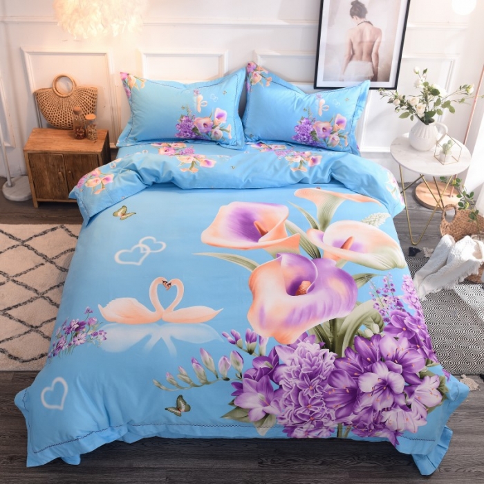 91家纺网 家纺一手货源 找家纺 甜之梦家纺 2025新款全棉磨毛四件套 思念-兰