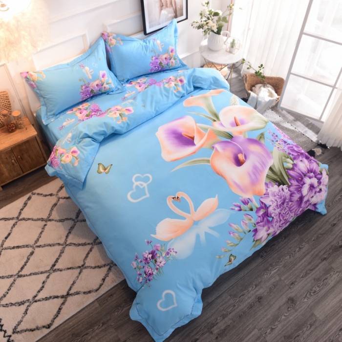 91家纺网 家纺一手货源 找家纺 甜之梦家纺 2025新款全棉磨毛四件套 思念-兰