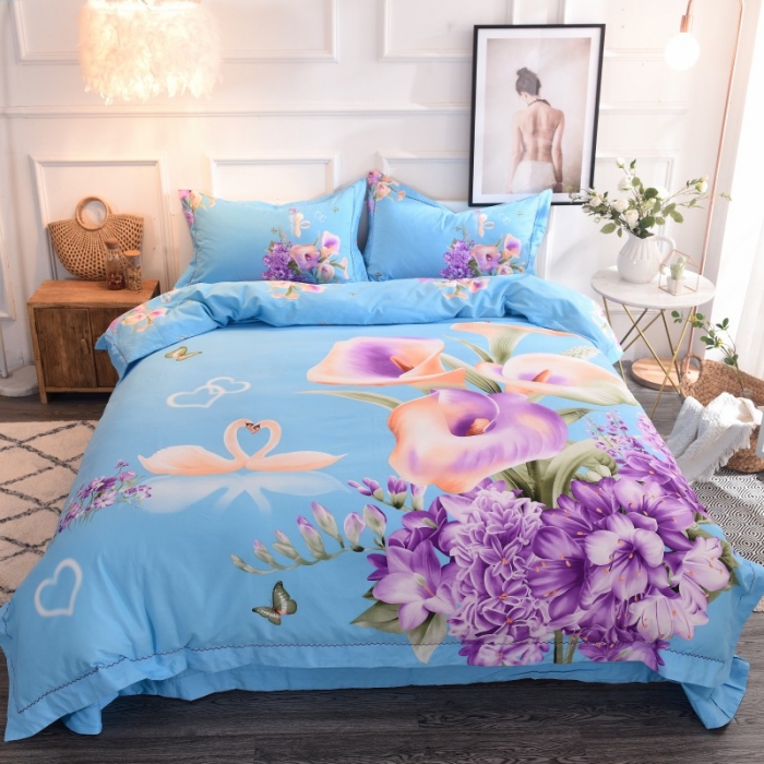 91家纺网 家纺一手货源 找家纺 甜之梦家纺 2025新款全棉磨毛四件套 思念-兰