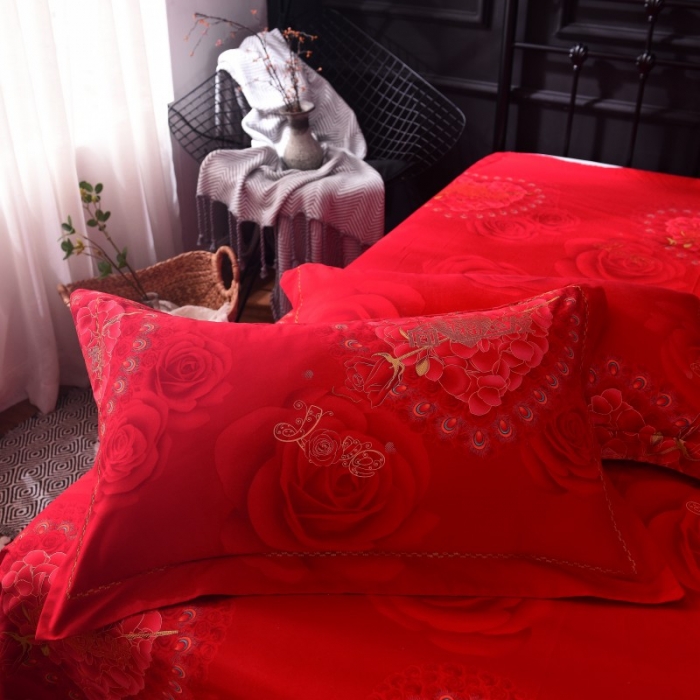 91家纺网 家纺一手货源 找家纺 甜之梦家纺 2025新款全棉磨毛四件套 向幸福出发-红