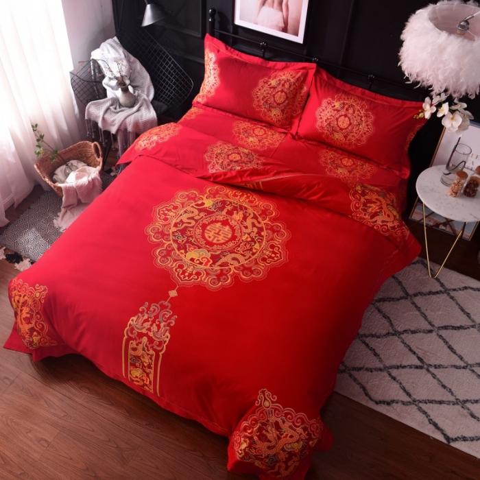 91家纺网 家纺一手货源 找家纺 甜之梦家纺 2025新款全棉磨毛四件套 中国结