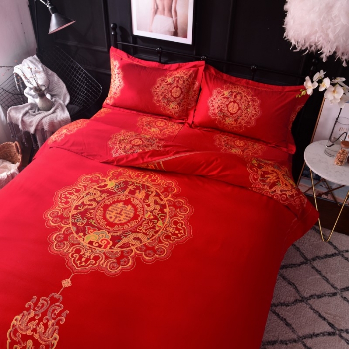 91家纺网 家纺一手货源 找家纺 甜之梦家纺 2025新款全棉磨毛四件套 中国结