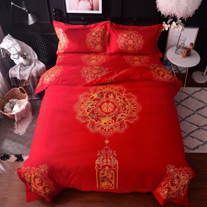 91家纺网 家纺一手货源 找家纺 甜之梦家纺 2025新款全棉磨毛四件套 中国结