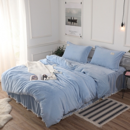 91家纺网 家纺一手货源 找家纺 （总）甜之梦 2025新款兔兔绒床裙款保暖四件套