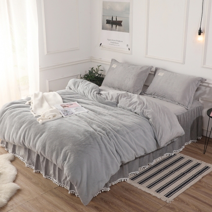 91家纺网 家纺一手货源 找家纺 （总）甜之梦 2025新款兔兔绒床裙款保暖四件套