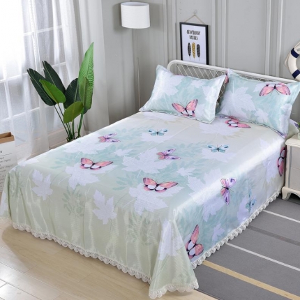 91家纺网 家纺一手货源 找家纺 （总）甜之梦家纺 2019新款可机洗花边冰丝凉席三件套