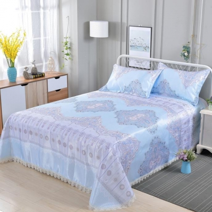 91家纺网 家纺一手货源 找家纺 （总）甜之梦家纺 2019新款可机洗花边冰丝凉席三件套