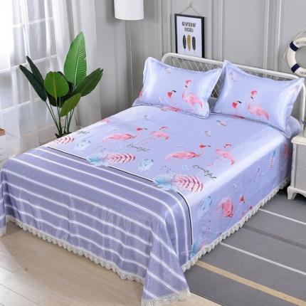 91家纺网 家纺一手货源 找家纺 （总）甜之梦家纺 2019新款可机洗花边冰丝凉席三件套