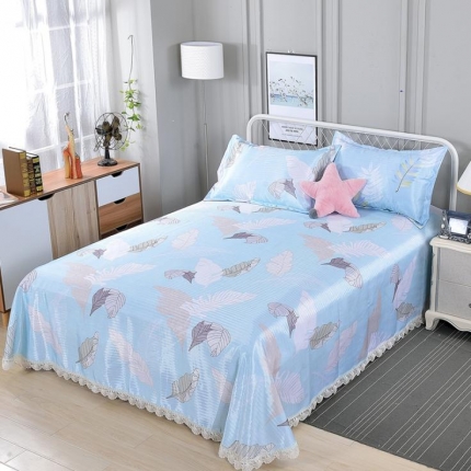 91家纺网 家纺一手货源 找家纺 （总）甜之梦家纺 2019新款可机洗花边冰丝凉席三件套