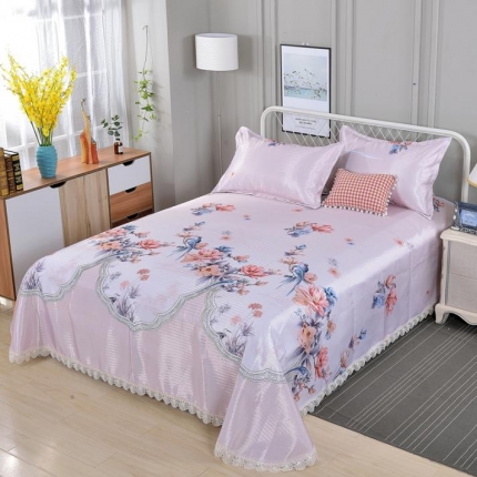 91家纺网 家纺一手货源 找家纺 （总）甜之梦家纺 2019新款可机洗花边冰丝凉席三件套