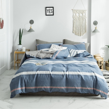 91家纺网 家纺一手货源 找家纺 （总）蓝巢家纺 2019新品加厚水洗棉双拼款四件套