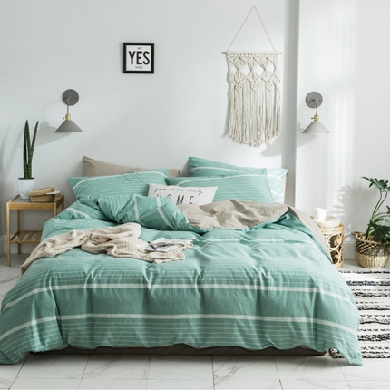 91家纺网 家纺一手货源 找家纺 （总）蓝巢家纺 2019新品加厚水洗棉双拼款四件套