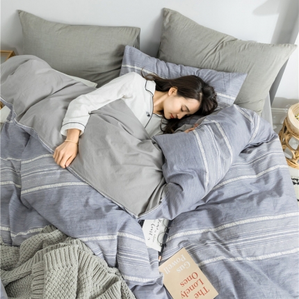 91家纺网 家纺一手货源 找家纺 （总）蓝巢家纺 2019新品加厚水洗棉双拼款四件套