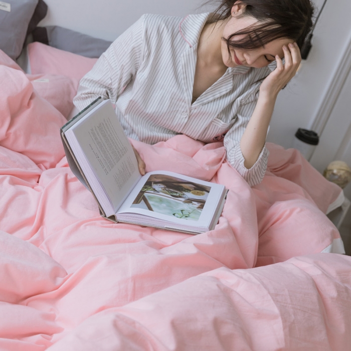 91家纺网 家纺一手货源 找家纺 蓝巢家纺 全棉水洗棉床单款四件套 初恋-浅粉