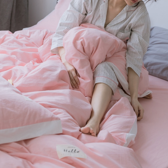 91家纺网 家纺一手货源 找家纺 蓝巢家纺 全棉水洗棉床单款四件套 初恋-浅粉