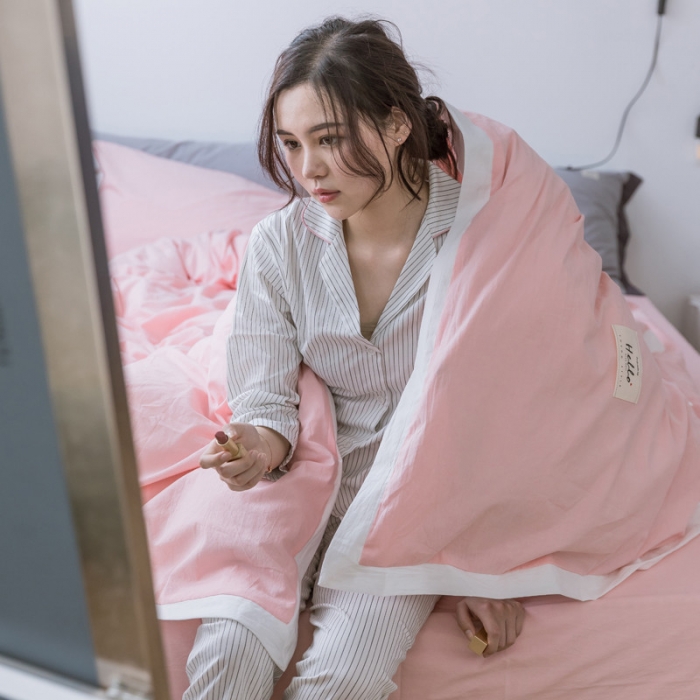 91家纺网 家纺一手货源 找家纺 蓝巢家纺 全棉水洗棉床单款四件套 初恋-浅粉