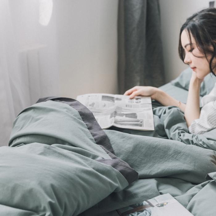 91家纺网 家纺一手货源 找家纺 蓝巢家纺 全棉水洗棉床单款四件套 抹茶绿