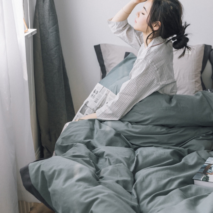 91家纺网 家纺一手货源 找家纺 蓝巢家纺 全棉水洗棉床单款四件套 抹茶绿