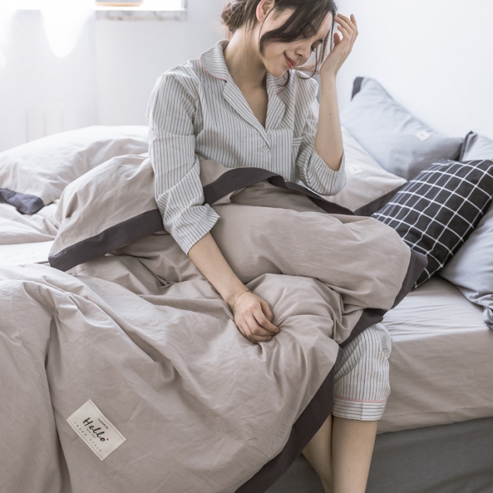 91家纺网 家纺一手货源 找家纺 蓝巢家纺 全棉水洗棉床单款四件套 暮光-米驼