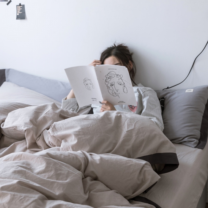 91家纺网 家纺一手货源 找家纺 蓝巢家纺 全棉水洗棉床单款四件套 暮光-米驼