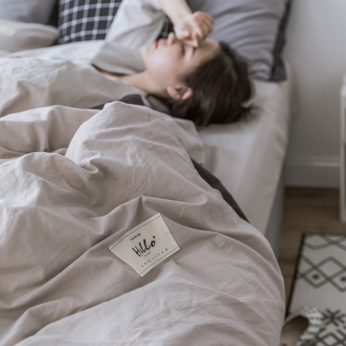 91家纺网 家纺一手货源 找家纺 蓝巢家纺 全棉水洗棉床单款四件套 暮光-米驼