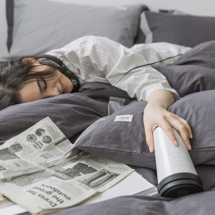 91家纺网 家纺一手货源 找家纺 蓝巢家纺 全棉水洗棉床单款四件套 绅士-深灰