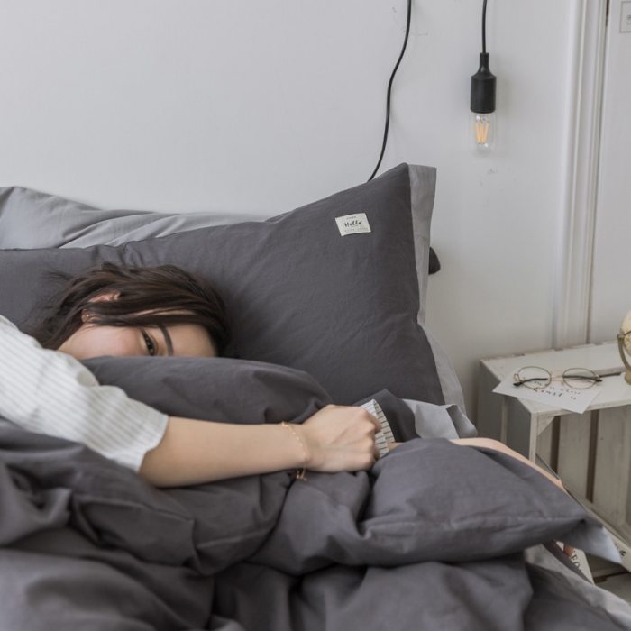 91家纺网 家纺一手货源 找家纺 蓝巢家纺 全棉水洗棉床单款四件套 绅士-深灰