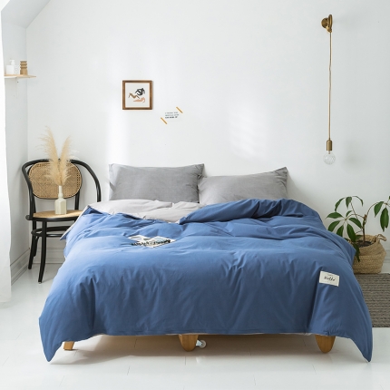 91家纺网 家纺一手货源 找家纺 蓝巢家纺 水洗棉全棉单品系列被套 牛仔蓝浅灰